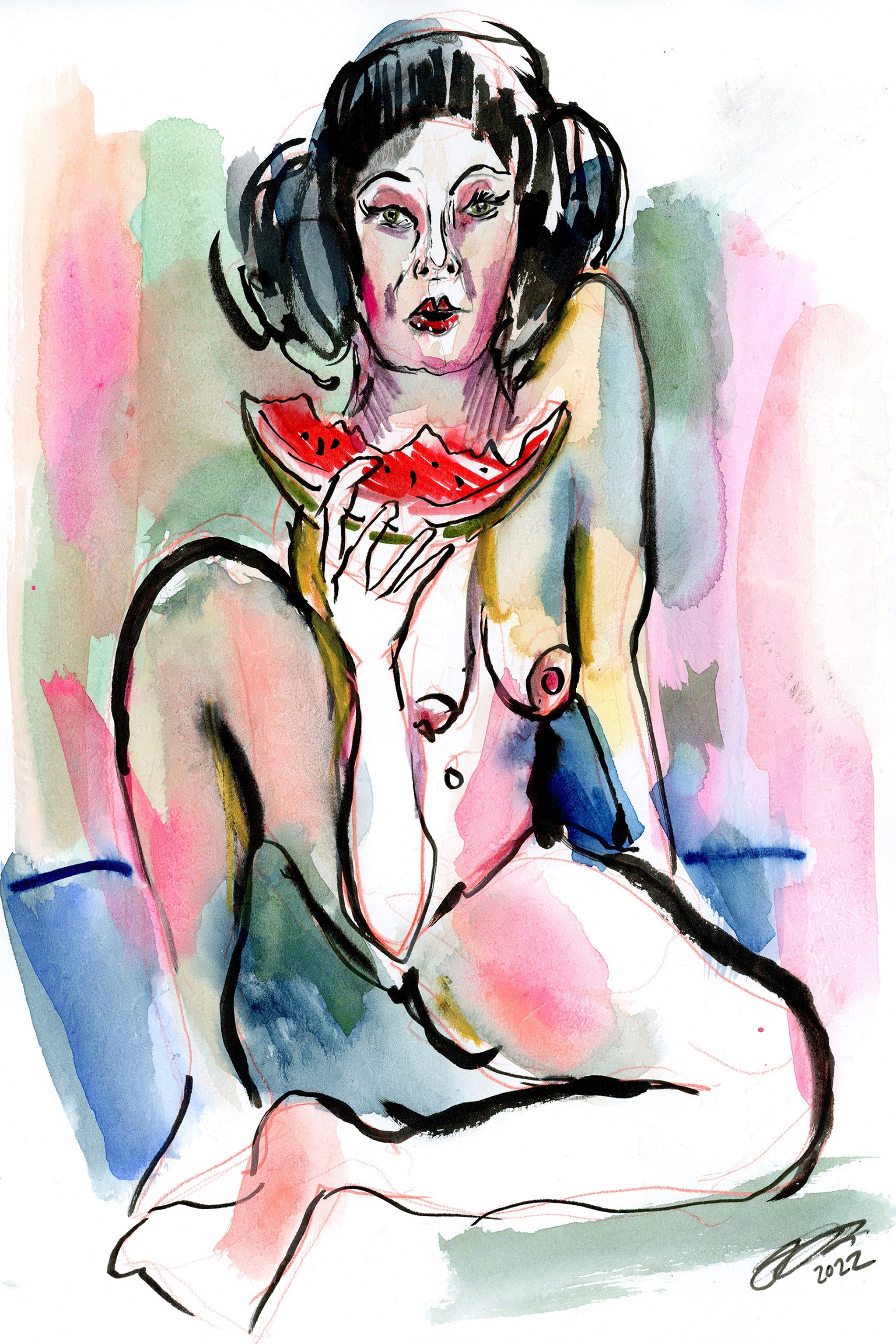 Emily (summer watermelon) Art Print