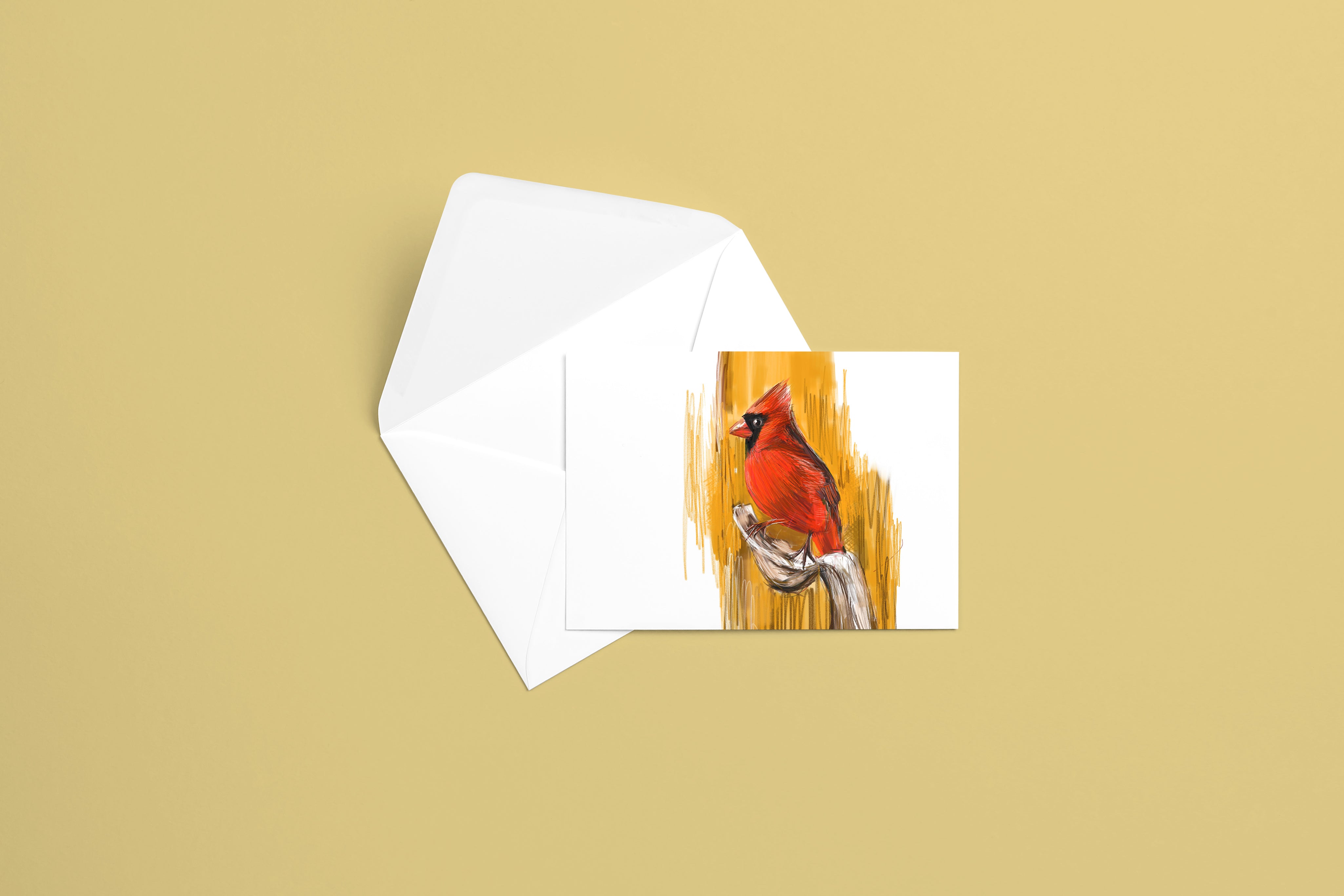 Northern Cardinal (Orange Background) Greeting Card